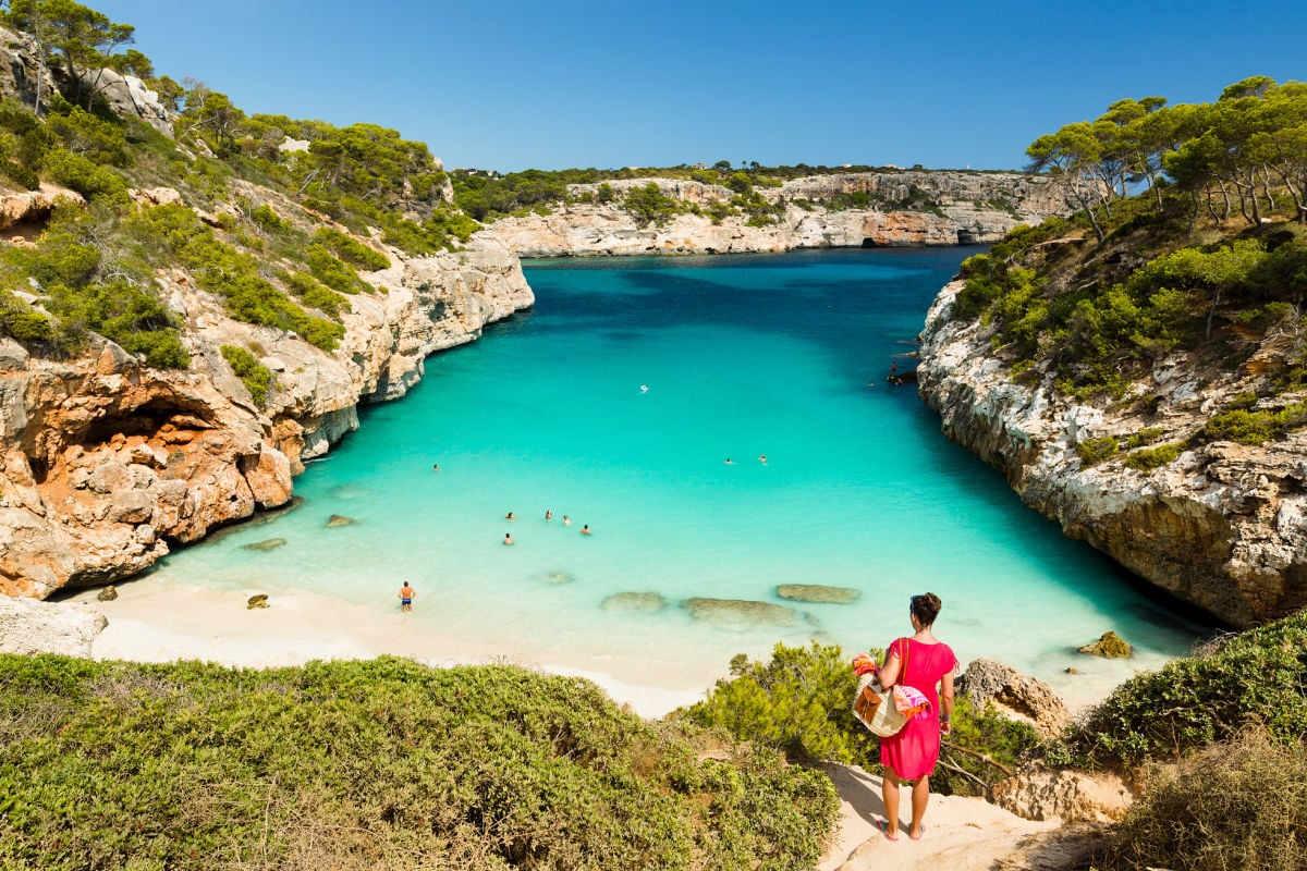 female tourist at beach in mallorca