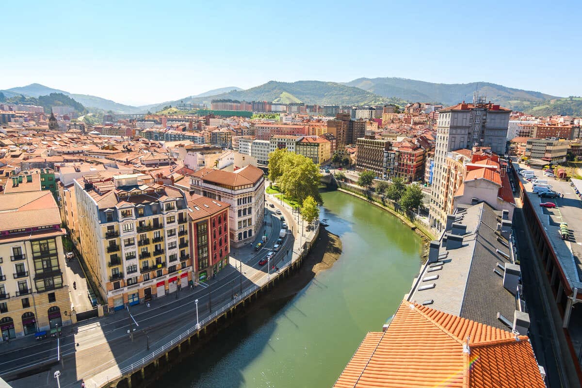 Aerial View Of Old Town Bilbao, Northern Spain